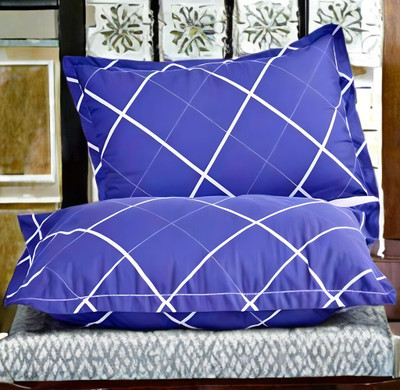 LIPONOS LUXURY Polyester Fibre Abstract Sleeping Pillow Pack of 2(Blue)