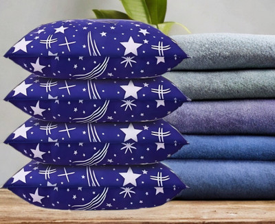 LIPONOS LUXURY Polyester Fibre Solid Sleeping Pillow Pack of 4(Blue)