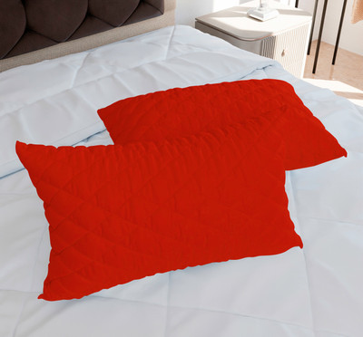 AJISH Luxury Microfibre Solid Sleeping Pillow Pack of 2(Red)