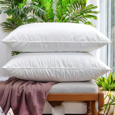 GUNVAR INDIA PRIVATE LIMITED LUXURY Polyester Fibre Solid Sleeping Pillow Pack of 2(White)