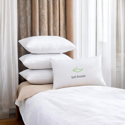 SOFT SNOOZE SOFT LUXURY Microfibre Solid Sleeping Pillow Pack of 4(White)