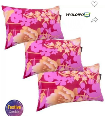 LIPONOS LUXURY Polyester Fibre Abstract Sleeping Pillow Pack of 3(Pink)