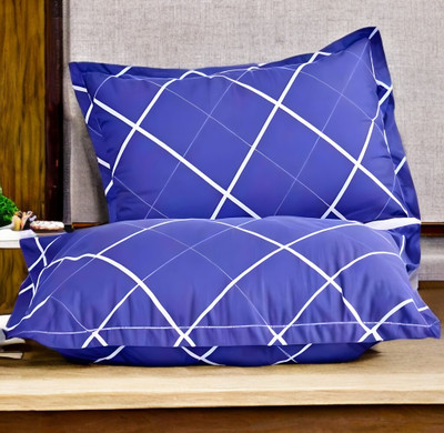 LIPONOS LUXURY Polyester Fibre Abstract Sleeping Pillow Pack of 2(Blue)