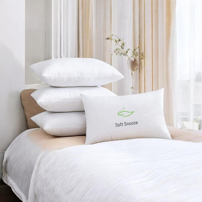 SOFT SNOOZE Microfibre Sleeping Pillow Pack of 4 Solid SOFT LUXURY(White)