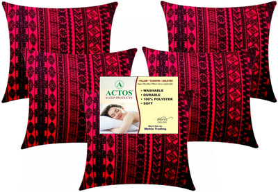 ACTOS Microfibre Geometric Cushion Pack of 5(Maroon, Black)