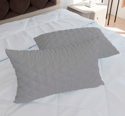 AJISH Luxury Microfibre Solid Sleeping Pillow Pack of 2(Grey)