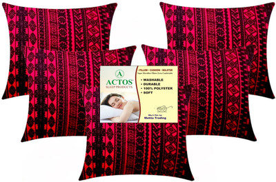ACTOS Microfibre Geometric Cushion Pack of 5(Maroon, Black)