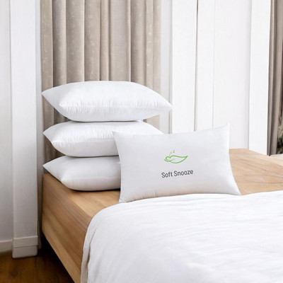 SOFT SNOOZE SOFT LUXURY Microfibre Solid Sleeping Pillow Pack of 4(White)