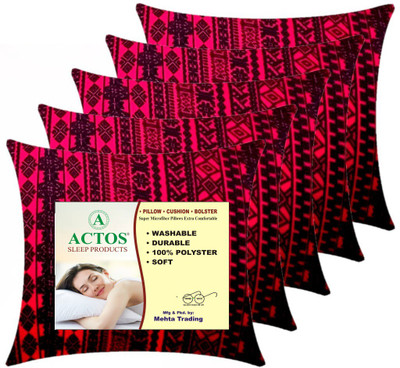 ACTOS Microfibre Geometric Cushion Pack of 5(Maroon, Black)