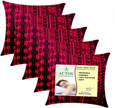 ACTOS Microfibre Geometric Cushion Pack of 5(Maroon, Black)