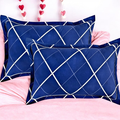 Cozy Palace Microfibre Solid Sleeping Pillow Pack of 2(Blue)