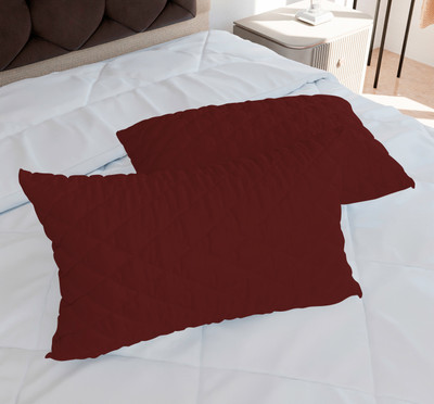 AJISH Luxury Microfibre Solid Sleeping Pillow Pack of 2(Wine)