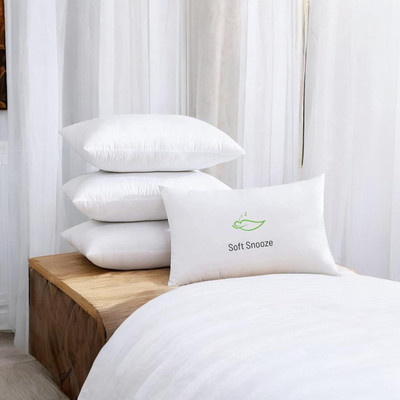 SOFT SNOOZE SOFT LUXURY Microfibre Solid Sleeping Pillow Pack of 4(White)