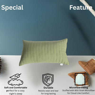 Siroki Microfiber Sleeping Pillow for Home Soft Fluffy 17x27 Inch Quilting Pillow Microfibre Solid Sleeping Pillow Pack of 1(Olive)