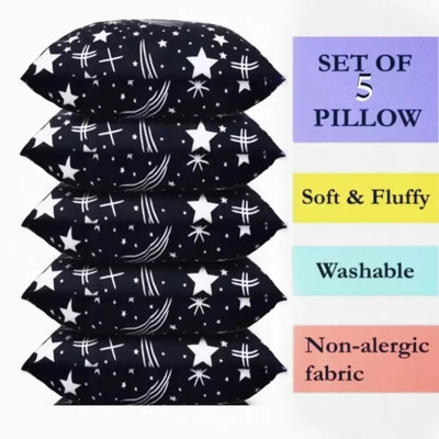 Cozy Palace LUXORY Microfibre Solid Sleeping Pillow Pack of 5(Black)
