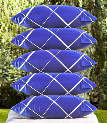 LIPONOS LUXURY Polyester Fibre Solid Sleeping Pillow Pack of 5(Blue)