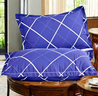 LIPONOS LUXURY Polyester Fibre Abstract Sleeping Pillow Pack of 2(Blue)