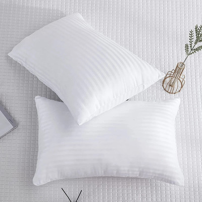Flipkart SmartBuy very soft standard pillow / takiya set 17x27 Inch filler (43x69 Inch) Microfibre Stripes Sleeping Pillow Pack of 2(White)