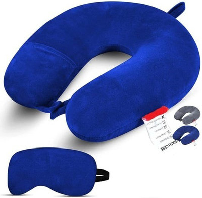 tyagicollections U Shape Neck Pillow headrest Multipurpose neck rest with Eye mask (BLUE) Neck Pillow & Eye Shade(BLUE)