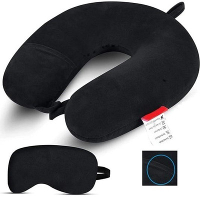 Polyester Fibre Alphanumeric Travel Pillow Pack of 2(BLACK)