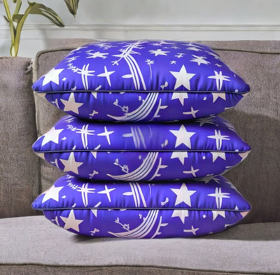 EIRINI Polyester Fibre Sleeping Pillow Pack of 3 Abstract LUXURY(Blue)