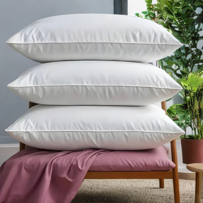 EIRINI LUXURY Polyester Fibre Abstract Sleeping Pillow Pack of 3(White)