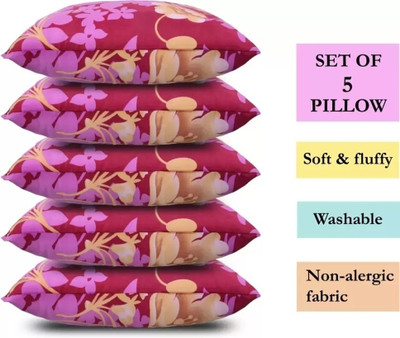 Cozy Palace Microfibre Sleeping Pillow Pack of 5 Floral(Multicolor)