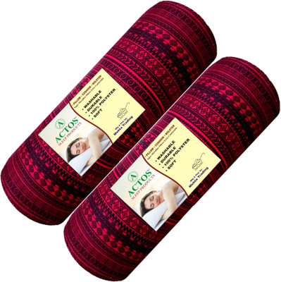 ACTOS Microfibre Abstract Bolster Pack of 2(Maroon)