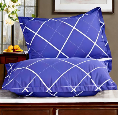 LIPONOS LUXURY Polyester Fibre Abstract Sleeping Pillow Pack of 2(Blue)