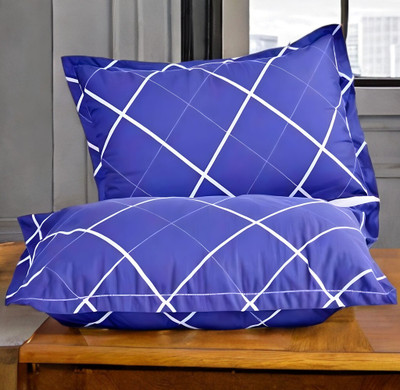 EIRINI LUXURY Polyester Fibre Abstract Sleeping Pillow Pack of 2(Blue)