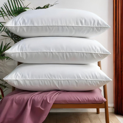 GUNVAR INDIA PRIVATE LIMITED LUXURY Polyester Fibre Abstract Sleeping Pillow Pack of 3(White)