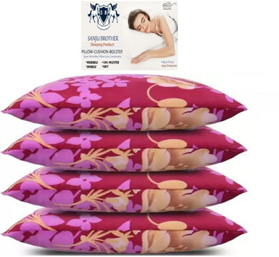 Napwing Polyester Fibre Solid Sleeping Pillow Pack of 4(PINK & RED)