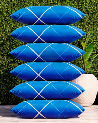 LIPONOS LUXURY Polyester Fibre Abstract Sleeping Pillow Pack of 6(Blue)