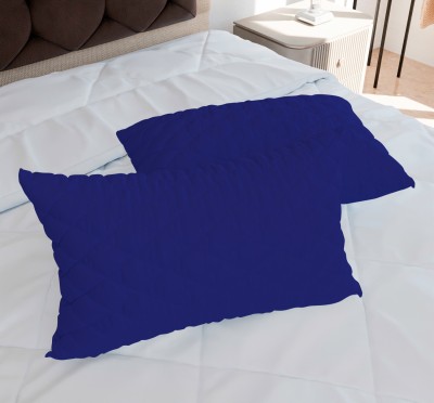 AJISH Luxury Microfibre Solid Sleeping Pillow Pack of 2(Navy Blue)
