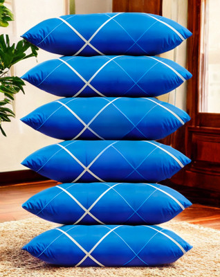 LIPONOS LUXURY Polyester Fibre Abstract Sleeping Pillow Pack of 6(Blue)