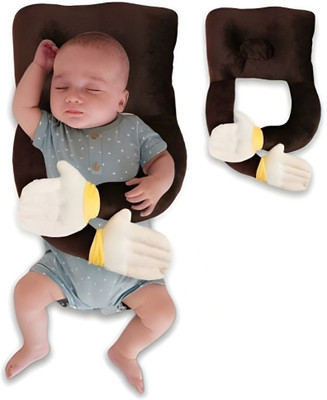 DECRONICS Cotton Baby Pillow Pack of 1 Solid Baby Huggable Body Pillow Soft Newborns Baby Hugging Pillow for 0 To 12 Months(Brown)