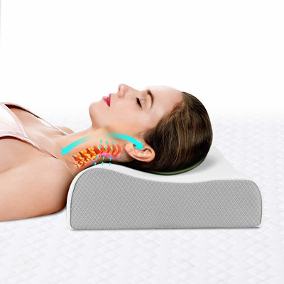 PRATIK MARKETING Memory Foam Geometric Orthopaedic Pillow Pack of 1(White)