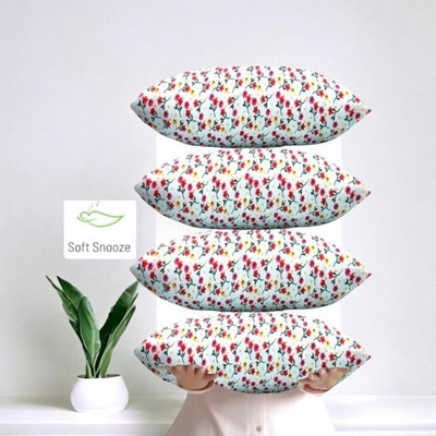 SOFT SNOOZE Microfibre Sleeping Pillow Pack of 4 Floral LUXURY(White)