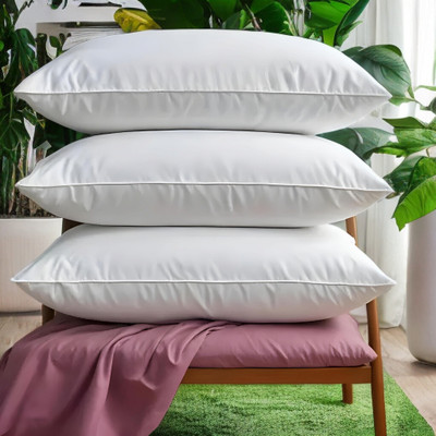 GUNVAR INDIA PRIVATE LIMITED LUXURY Polyester Fibre Abstract Sleeping Pillow Pack of 3(White)