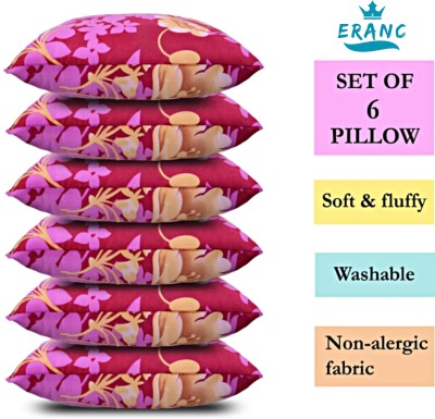 ERANC Polyester Fibre, Microfibre, Cotton Abstract Sleeping Pillow Pack of 6(Pink)
