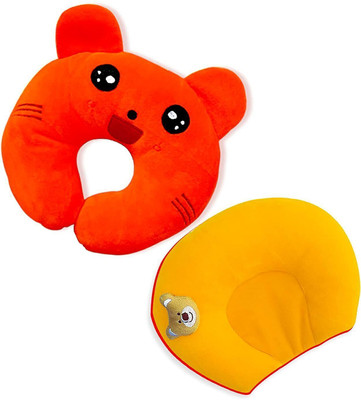 Ducudu Cotton, Mustard Seeds Baby Pillow Pack of 2 Animals(Orange - Yellow)