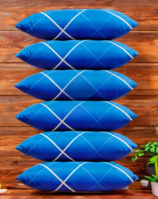 LIPONOS LUXURY Polyester Fibre Abstract Sleeping Pillow Pack of 6(Blue)