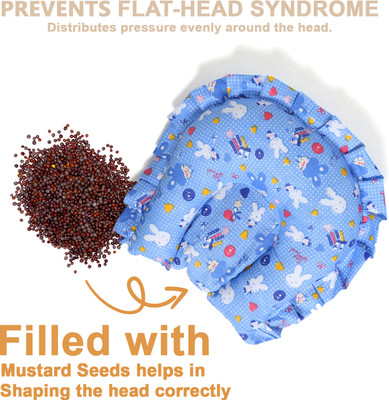 Nyla Mustard Seeds Solid Baby Pillow Pack of 1(Light Blue)