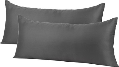 VLYSIUM Polyester Fibre Lumbar Pillow Pack of 2 Solid stripe 12*24 cushions for sofa or chair pillows set (60cm*30cm)(Grey)