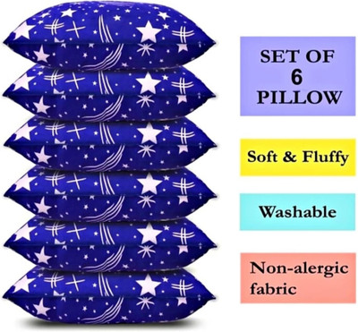 GUNVAR INDIA PRIVATE LIMITED Polyester Fibre Sleeping Pillow Pack of 6 Solid LUXURY(Blue)