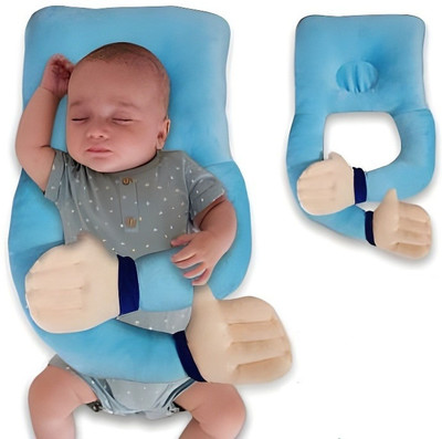 DECRONICS Cotton Baby Pillow Pack of 1 Solid Baby Huggable Body Pillow Soft Newborns Baby Hugging Pillow for 0 To 12 Months(Blue)