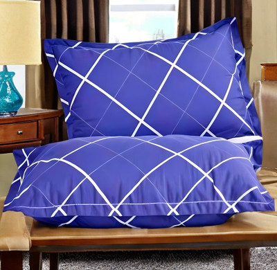 LIPONOS LUXURY Polyester Fibre Abstract Sleeping Pillow Pack of 2(Blue)