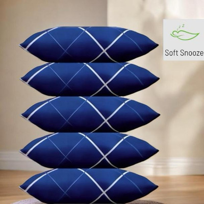 SOFT SNOOZE Soft Luxury Microfibre Abstract Sleeping Pillow Pack of 5(Blue)