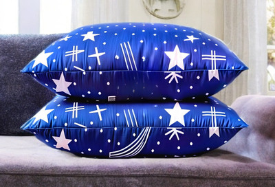 LIPONOS LUXURY Polyester Fibre Abstract Sleeping Pillow Pack of 2(Blue)