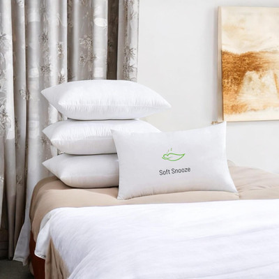 SOFT SNOOZE SOFT LUXURY Microfibre Solid Sleeping Pillow Pack of 4(White)